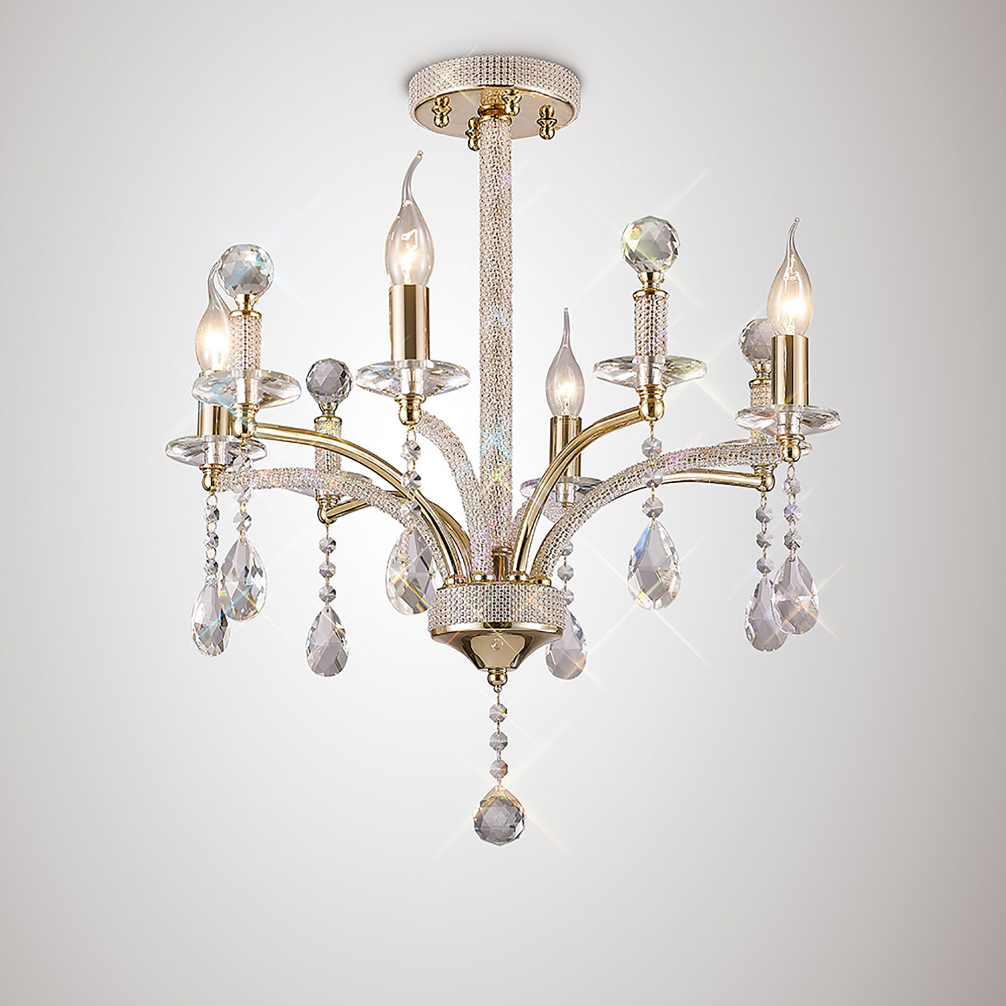 IL32364  Fiore Crystal Pendant 4 Light French Gold